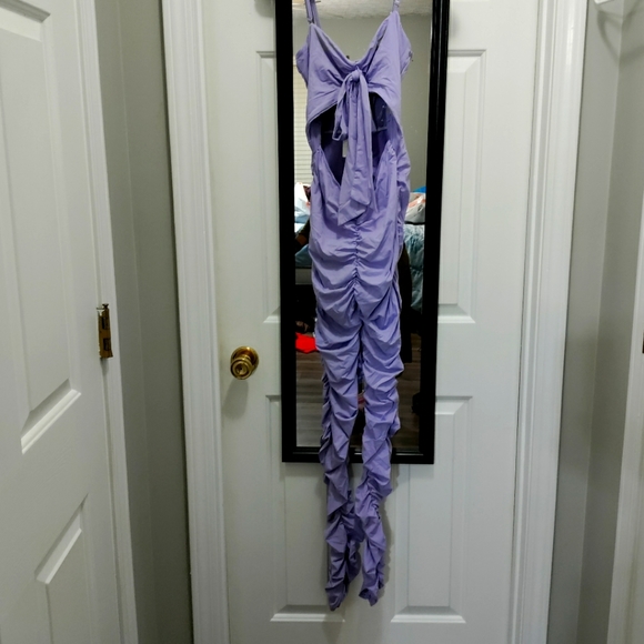 Purple Ruched Jumpsuit - Picture 1 of 4